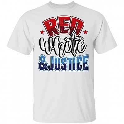 Red White and Justice T-Shirt - Justice Shirt, White, Unisex T-Shirt