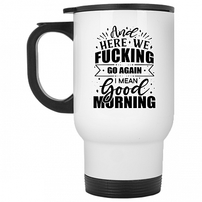 14 oz. White Travel Mug