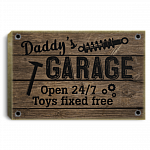 Daddy's Garage Open 24 7 Toys Fixed Free - Funny Papa Gift Framed Canvas - Unframed Poster - Home Decor Wall Art, White, 0.75'' Framed Canvas