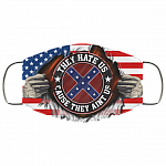 US Confederate They Hate Us Mask, White, Cloth Face Mask