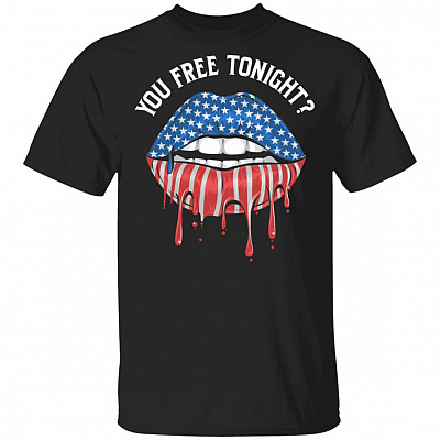 American Lips 4th of July T-Shirt, Black, Unisex T-Shirt