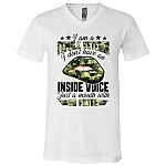 I Am A Female Veteran I Don't Have An Inside Voice Just A Mouth With No Filter T-Shirt - V-Neck, White, V-Neck T-Shirt