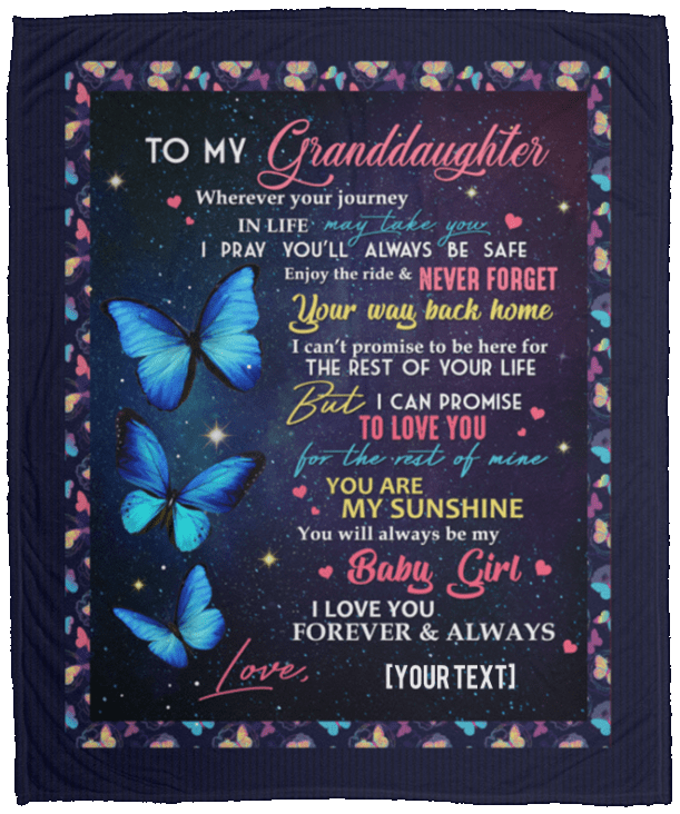 To My Granddaughter Saying From Grandma Butterfly Personalized Blanket - Cool Butterfly Customized Blanket, White, Cozy Plush Fleece Blanket - 50x60 To My Granddaughter Saying From Grandma Butterfly Personalized Blanket - Cool Butterfly Customized Blanket, White, Cozy Plush Fleece Blanket - 50x60