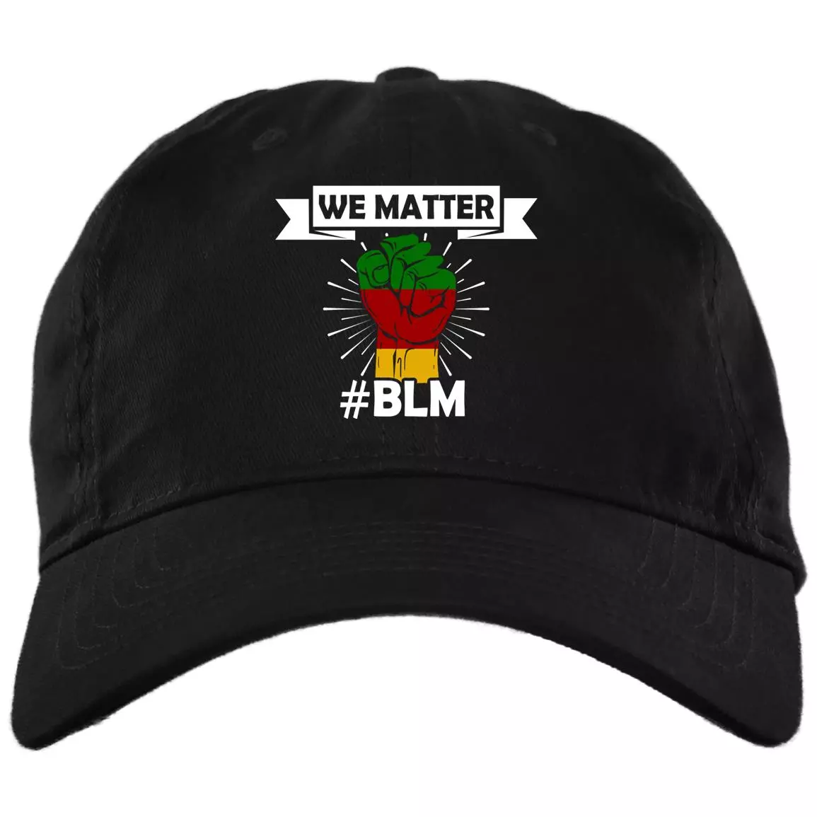 We Matter Black Lives Matter Twill Cap - High-Profile Snapback - Trucker Hat, Black, Brushed Twill Dad Cap