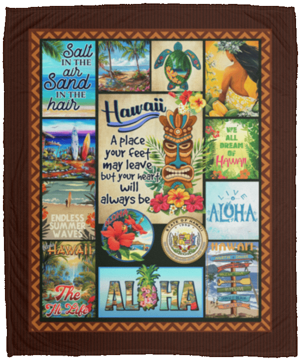Hawaii A Place Your Heart Will Always Be Fleece Blanket - Premium Mink Sherpa Blanket - Woven Blanket, White, Cozy Plush Fleece Blanket - 50x60 Hawaii A Place Your Heart Will Always Be Fleece Blanket - Premium Mink Sherpa Blanket - Woven Blanket, White, Cozy Plush Fleece Blanket - 50x60