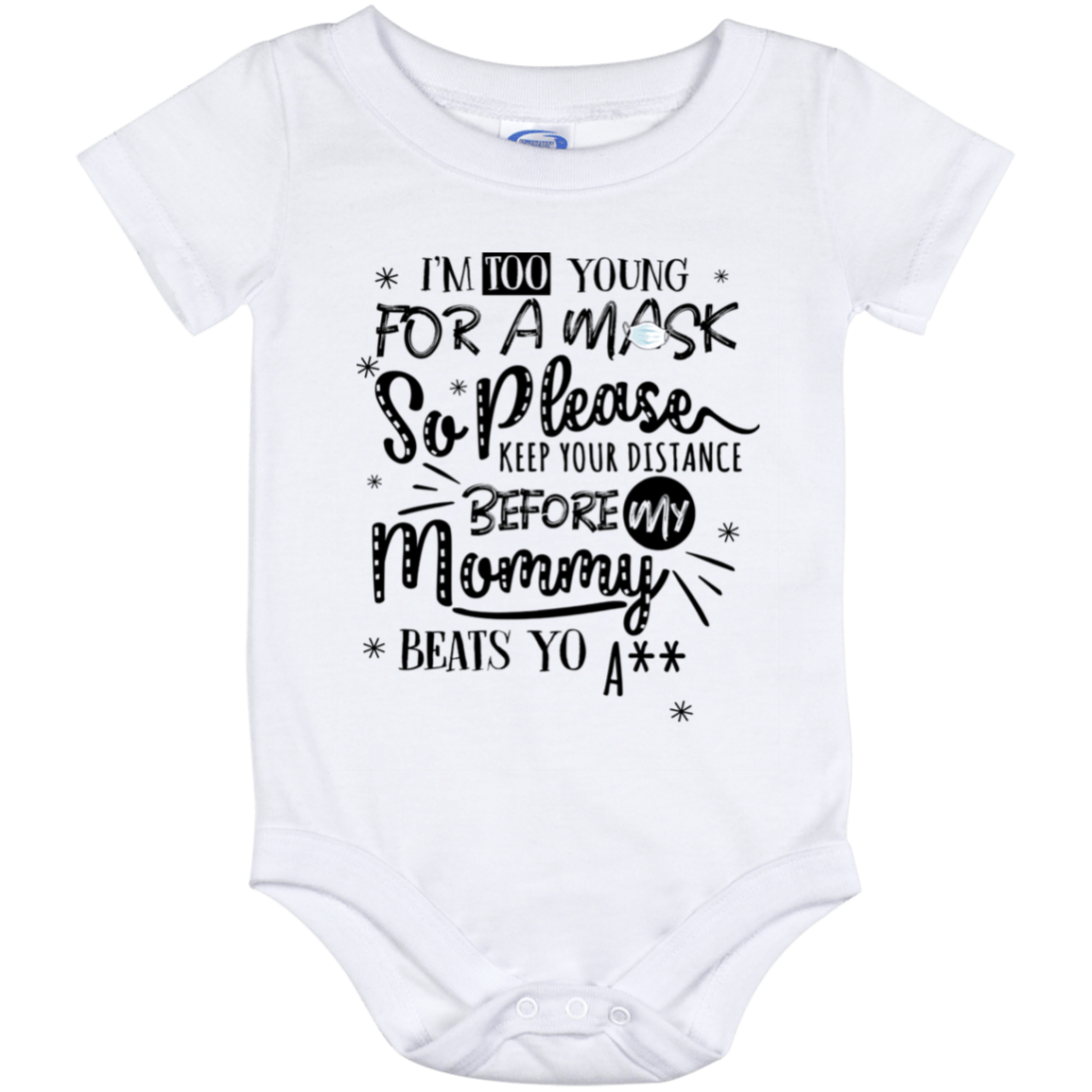 I'm Too Young So Please Keep Your Distance BW Ver Baby Onesie - Baby Infant Bodysuit - Funny Infant Onesie, White, Baby Onesie - 12 Month I'm Too Young So Please Keep Your Distance BW Ver Baby Onesie - Baby Infant Bodysuit - Funny Infant Onesie, White, Baby Onesie - 12 Month