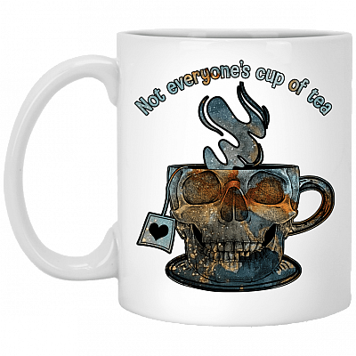 Not Everyone's Cup Of Tea Funny Skull Ceramic Coffee Mug - Beer Stein - Water Bottle - Color Changing Mug, White, 11 oz. White Mug