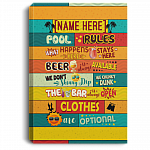 Personalized Pool Rules What Happens Here - Family's Pool Sign Framed Canvas Prints - Unframed Poster, White, 0.75'' Framed Canvas