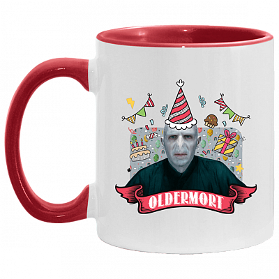 Oldermort Accent Mug - Birthday Mug, White/Red, 11 oz. Accent Mug