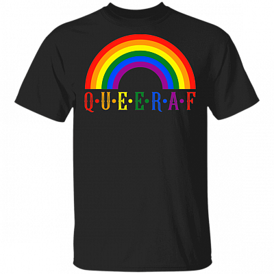 Queer AF Shirt - Rainbow Shirt - Gay Lesbian Pride Shirt - LGBTQ Pride Shirt - Asexual Bisexual Pride Shirt, Black, Unisex T-Shirt