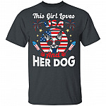 This Girl Loves USA and Her Dog T-Shirt - V-Neck Tee - Dog 4th of July Shirt, Dark Heather, Unisex T-Shirt This Girl Loves USA and Her Dog T-Shirt - V-Neck Tee - Dog 4th of July Shirt, Dark Heather, Unisex T-Shirt