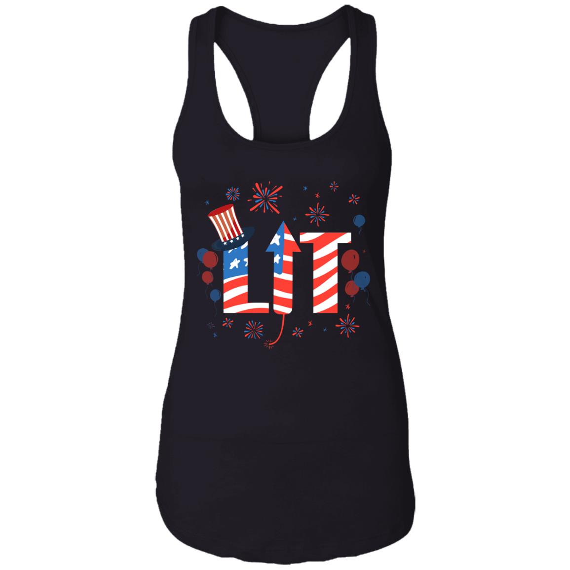 Lit Tank Top Funny 4th Of July Tank Top American Flag Tank Top - Fireworks Firecracker Tank Top, Black, Ladies Racerback Tank Lit Tank Top Funny 4th Of July Tank Top American Flag Tank Top - Fireworks Firecracker Tank Top, Black, Ladies Racerback Tank