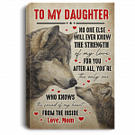 To My Daughter No One Else Will Ever Know The Strength Of My Love For You From Mom Framed Canvas - Unframed Poster, White, 0.75'' Framed Canvas