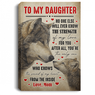 To My Daughter No One Else Will Ever Know The Strength Of My Love For You From Mom Framed Canvas - Unframed Poster, White, 0.75'' Framed Canvas