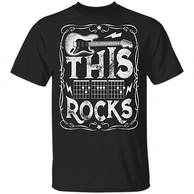 Vintage This Dad Rocks Music Chords Funny Guitar Dad Father's Day Gifts T-shirt, Black, Unisex T-Shirt