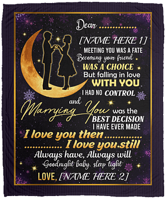Personalized I Love You And Then I Love You Still Good Night Baby Wedding Anniversary Premium Sherpa Blanket, White, Cozy Plush Fleece Blanket - 50x60