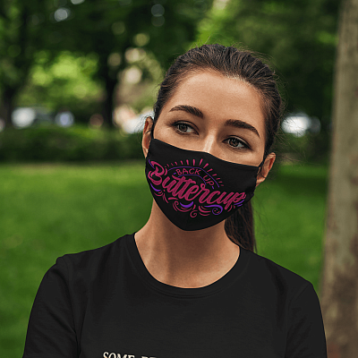 Alternative view of Back Up Buttercup - Funny Face Mask - Washable Reusable Custom – Printed Cloth Face Mask Cover