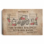 Proverbs 31 She Works Willingly with Her Hands Gallery Wrapped Framed Canvas Prints - Unframed Poster, White, 0.75'' Framed Canvas