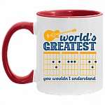 World's Greatest Dad You Wouldn't Understand Ceramic Accent Mug - Funny Guitar Dad Gift Mug, White/Red, 11 oz. Accent Mug