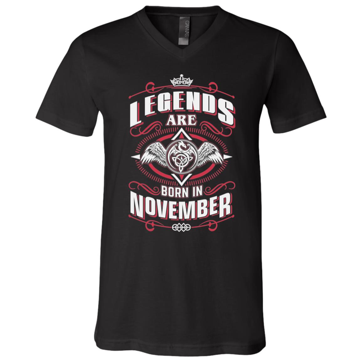 Legends are Born in November T-Shirt, Black, V-Neck T-Shirt