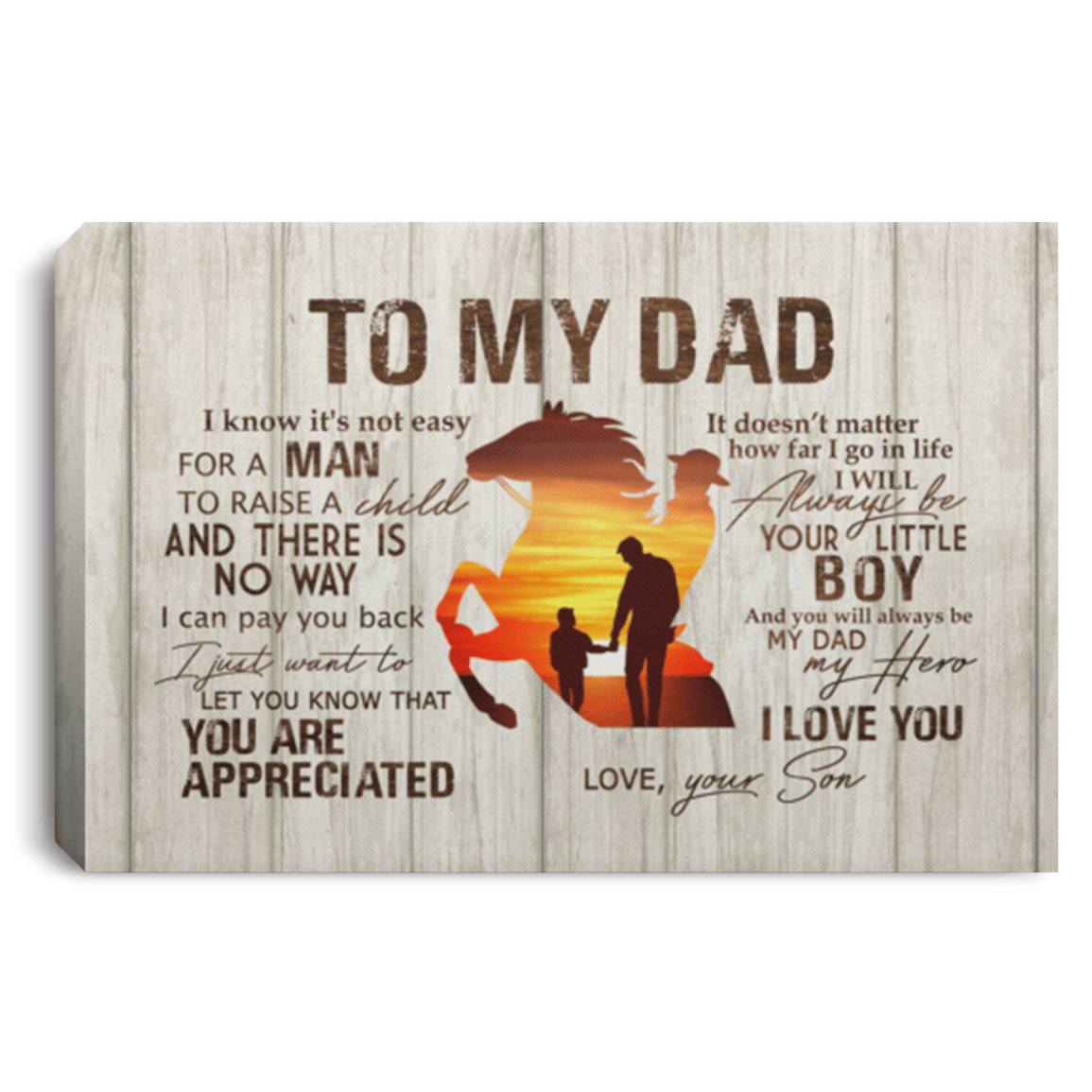 y Dad Horse Riding Canvas, White, 0.75'' Framed Canvas