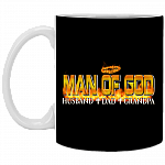 Man of God Husband Dad Grandpa Ceramic Coffee Mug - Beer Stein - Water Bottle - Color Changing Mug, Black, 11 oz. White Mug