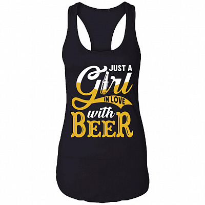 Just A Girl In Love With Beer Tank Top, Black, Ladies Racerback Tank