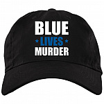 Blue Lives Murder Police Brutality Twill Cap - High-Profile Snapback Hat, Black, Brushed Twill Dad Cap