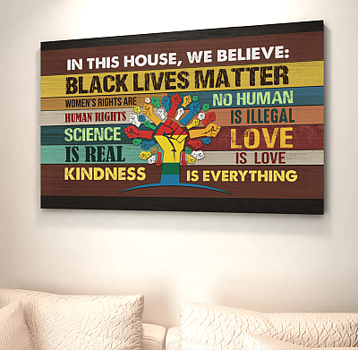 Alternative view of In This House We Believe Black Lives Matter - Tree of Rights Gallery Framed Canvas Prints - Unframed Poster
