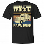 Best Truckin' Papa Ever Vintage Retro T-Shirt, Black, Unisex T-Shirt