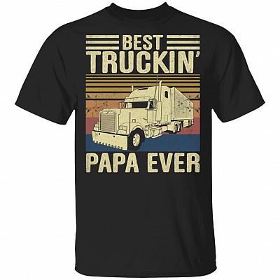 Best Truckin' Papa Ever Vintage Retro T-Shirt, Black, Unisex T-Shirt