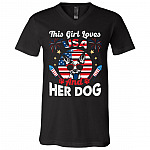 This Girl Loves USA and Her Dog T-Shirt - V-Neck Tee - Dog 4th of July Shirt, Black, V-Neck T-Shirt This Girl Loves USA and Her Dog T-Shirt - V-Neck Tee - Dog 4th of July Shirt, Black, V-Neck T-Shirt