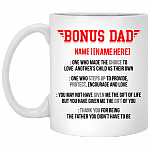 Personalized Bonus Dad Definition Ceramic Coffee Mug - Color Changing Mug - Unique Bonus Dad Gift, White, 11 oz. White Mug