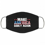 Make America Godly Again American Flag MAGA Washable Reusable Custom – Printed Cloth Face Mask Cover, Black, Cloth Face Mask