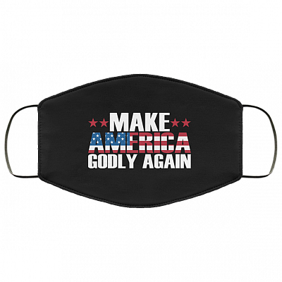 Make America Godly Again American Flag MAGA Washable Reusable Custom – Printed Cloth Face Mask Cover, Black, Cloth Face Mask