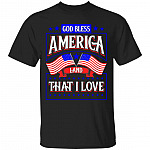 God Bless America Land That I Love T-Shirt - Patriotic July 4th Shirt, Black, Unisex T-Shirt