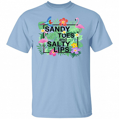 Sandy Toes And Salty Lips T-Shirt - Funny Love Beach Shirt, Light Blue, Unisex T-Shirt