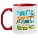 Turtle Kisses And Starfish Wishes Accent Mug, White/Red, 11 oz. Accent Mug
