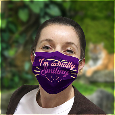 Alternative view of I'm Actually Smiling - Funny Face Mask - Washable Reusable Custom – Printed Cloth Face Mask Cover