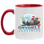 I Otterly Adore You Ceramic Accent Mug - Funny Animal Lover Gift Mug, White/Red, 11 oz. Accent Mug