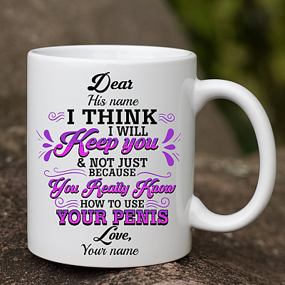 Alternative view of Personalized I Think I Will Keep You - How to Use Your Penis Ceramic Coffee Mug - Beer Stein - Water Bottle