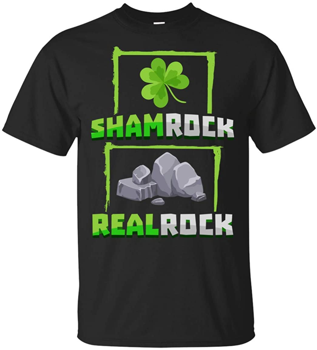 Funny Shamrock Real Rock T-Shirt for St Patrick's Day, Unisex T-Shirt, Black