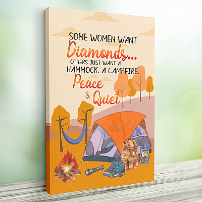 Alternative view of Just Want A Hammock And Campfire - Camping Wrapped Framed Canvas Prints - Unframed Poster - Home Decor