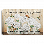 Love Someone with Autism Hummingbird Floral Always Unique Intelligent Framed Canvas - Unframed Poster, White, 0.75'' Framed Canvas