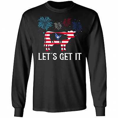 Happy Patriotic 4th July Weed Hoodie Sweatshirt - Proud 4th July America USA Flag Let's Get It Cannabis Shirt, Black, Long Sleeve
