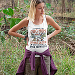 Tough Enough To Be A Dog Mom & Camping Queen Ladies Racerback Tank - Funny Happy Camper Dog Mom Tank Top Tee-tank-top-mockup-featuring-a-woman-in-the-woods
