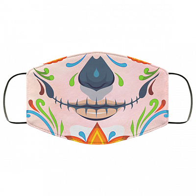 Sugar Skull Calavera Washable Reusable Custom – Printed Cloth Face Mask Cover, White, Cloth Face Mask