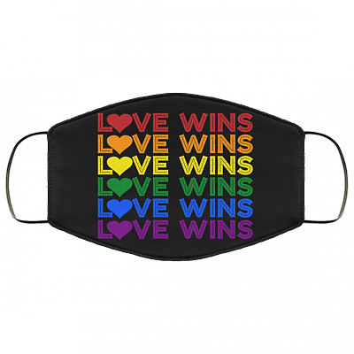 Love Wins Vintage Gay Pride Washable Reusable Custom – Printed Cloth Face Mask Cover, White, Cloth Face Mask