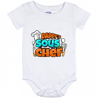 Dad Sous Chef New Born Baby Cute Gift Baby Onesie - Baby Infant Bodysuit, White, Baby Onesie - 12 Month