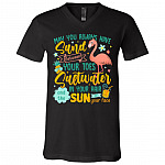 May You Always Have Sand Between Your Toes T-Shirt - V-Neck Shirt - Flamingo Beach Shirt, Black, V-Neck T-Shirt